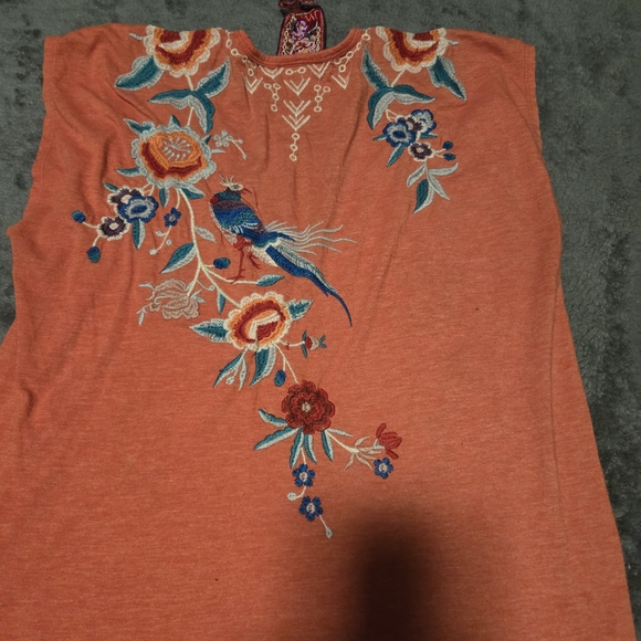 Johnny Was Embroidered Orange Women's Top - Picture 6 of 8